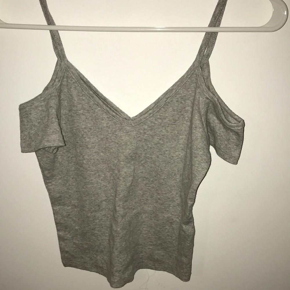 Grey cotton spaghetti crop top